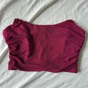Mable (S) Cropped Zip Up Corset Bustier Top Raspberry Pink with Light Boning